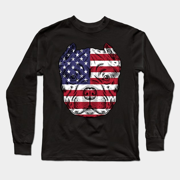 Pitbull Dog Owner Women 4th Of July Gift Pitbull Long Sleeve T-Shirt by PomegranatePower